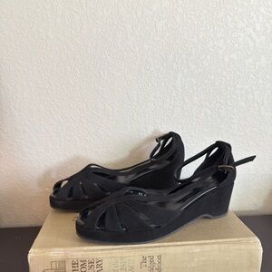 Donald J. Pliner Black Wedge Sandals